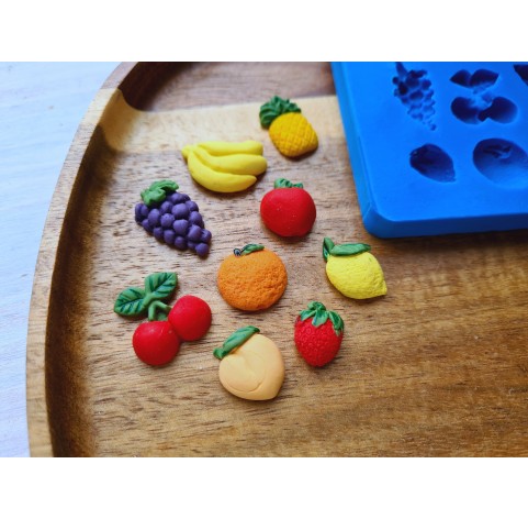 Silicone mold, Fruit set, mini, 9 elements, ~ 1-2.3 cm, H:0.6-0.8 cm