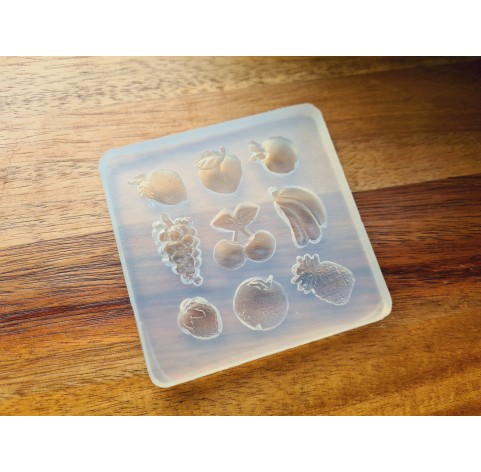 Silicone mold, Fruit set, mini, 9 elements, ~ 1-2.3 cm, H:0.6-0.8 cm