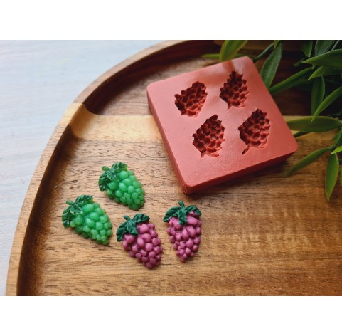 Silicone mold, Bunches of grapes, style 1, 4 elements, ~ 1.4*2.3 cm, H:0.7 cm