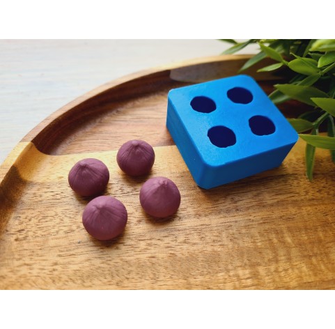 Silicone mold, Fig, style 1, 4 elements, ~ Ø  1.4 cm, H:1.3 cm