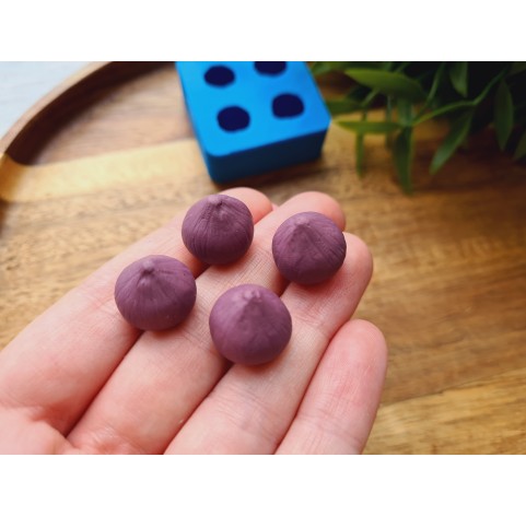 Silicone mold, Fig, style 1, 4 elements, ~ Ø  1.4 cm, H:1.3 cm