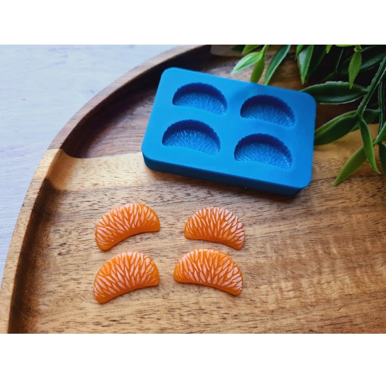 Silicone mold, Mandarin, 1:6 scale, style 13, slice, 4 elements, ~ 1.2*2 cm, H:0.4 cm