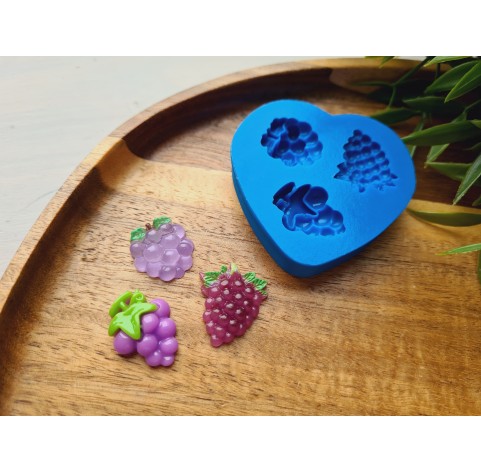 Silicone mold, Bunches of grapes, style 2, 3 elements, ~ 1.6*2.2 cm, H:0.5-0.7 cm