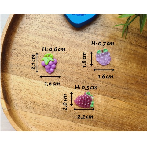 Silicone mold, Bunches of grapes, style 2, 3 elements, ~ 1.6*2.2 cm, H:0.5-0.7 cm