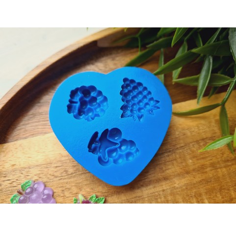 Silicone mold, Bunches of grapes, style 2, 3 elements, ~ 1.6*2.2 cm, H:0.5-0.7 cm