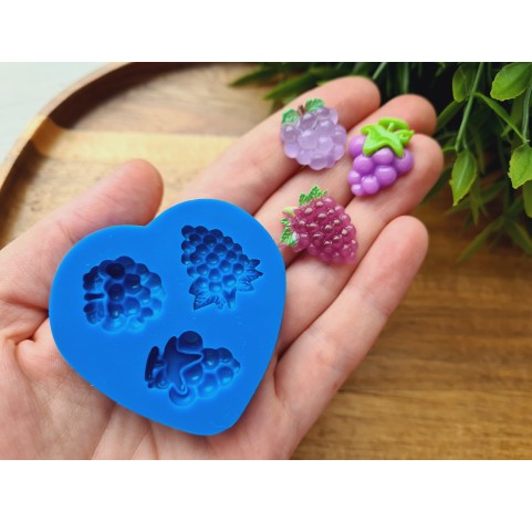 Silicone mold, Bunches of grapes, style 2, 3 elements, ~ 1.6*2.2 cm, H:0.5-0.7 cm