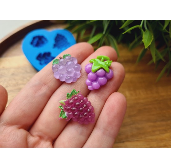 Silicone mold, Bunches of grapes, style 2, 3 elements, ~ 1.6*2.2 cm, H:0.5-0.7 cm