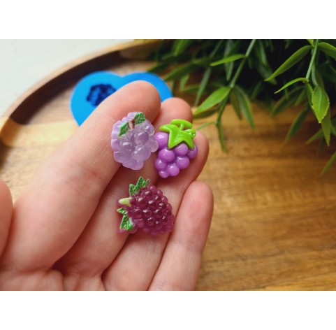 Silicone mold, Bunches of grapes, style 2, 3 elements, ~ 1.6*2.2 cm, H:0.5-0.7 cm