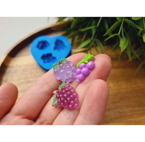 Silicone mold, Bunches of grapes, style 2, 3 elements, ~ 1.6*2.2 cm, H:0.5-0.7 cm