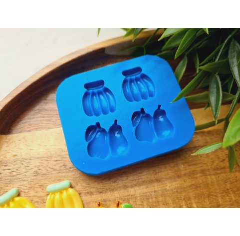 Silicone mold, Fruit set, style 2, 4 elements, ~ 1.5*1.8 cm, H:0.5 cm
