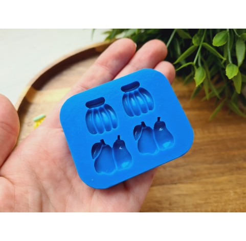 Silicone mold, Fruit set, style 2, 4 elements, ~ 1.5*1.8 cm, H:0.5 cm