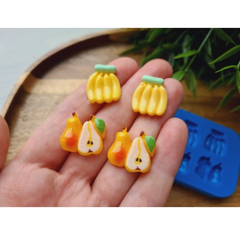 Silicone mold, Fruit set, style 2, 4 elements, ~ 1.5*1.8 cm, H:0.5 cm