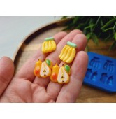 Silicone mold, Fruit set, style 2, 4 elements, ~ 1.5*1.8 cm, H:0.5 cm