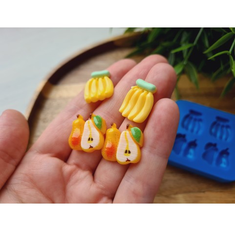 Silicone mold, Fruit set, style 2, 4 elements, ~ 1.5*1.8 cm, H:0.5 cm