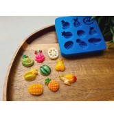 Silicone mold, Fruit set, style 3, 9 elements, ~ 1.3-2.4 cm, H:0.4-0.7 cm