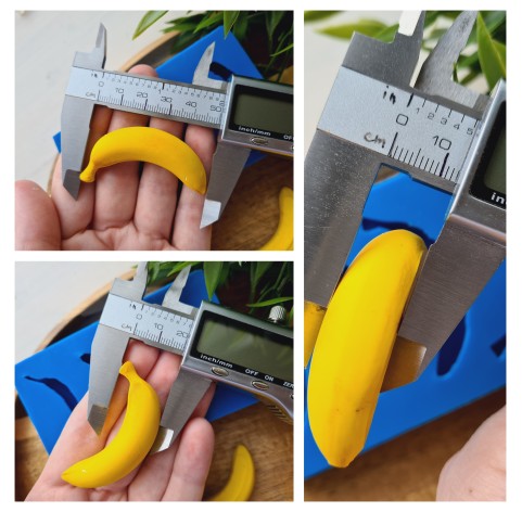 Silicone mold, Banana, style 2, 4 elements, ~ 2*5 cm, H:1.3 cm
