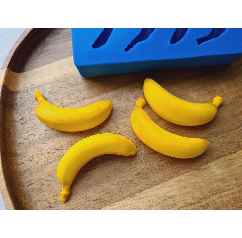 Silicone mold, Banana, style 2, 4 elements, ~ 2*5 cm, H:1.3 cm