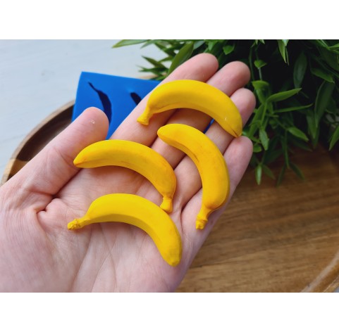Silicone mold, Banana, style 2, 4 elements, ~ 2*5 cm, H:1.3 cm