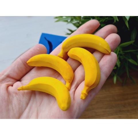 Silicone mold, Banana, style 2, 4 elements, ~ 2*5 cm, H:1.3 cm