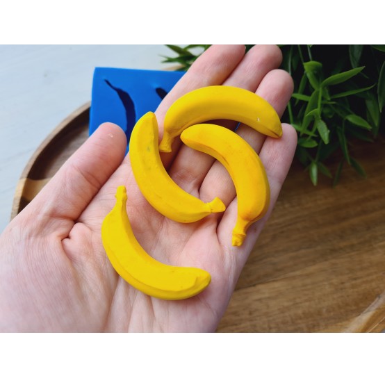 Silicone mold, Banana, style 2, 4 elements, ~ 2*5 cm, H:1.3 cm