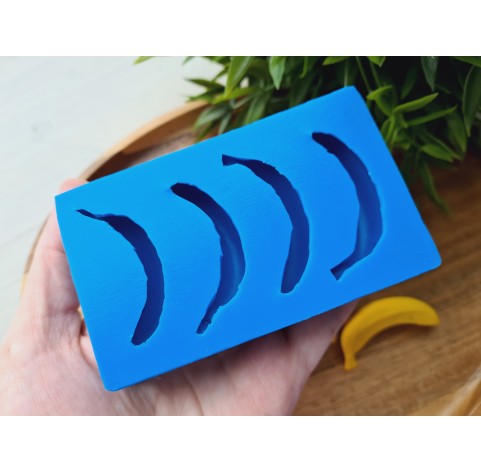 Silicone mold, Banana, style 2, 4 elements, ~ 2*5 cm, H:1.3 cm