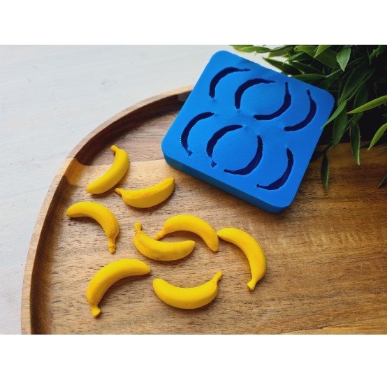 Silicone mold, Banana, style 3, 8 elements, ~ 1.2*3.2 cm, H:1 cm