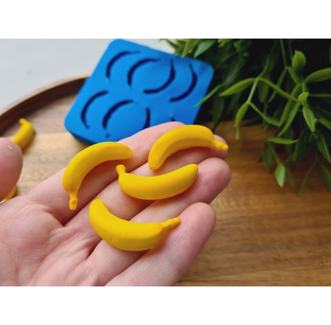 Silicone mold, Banana, style 3, 8 elements, ~ 1.2*3.2 cm, H:1 cm