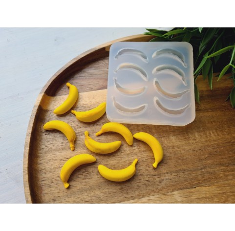 Silicone mold, Banana, style 3, 8 elements, ~ 1.2*3.2 cm, H:1 cm
