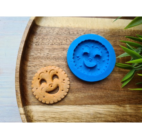 Silicone mold, Full size biscuit, style 22, with a smile, ~ Ø 3.8 cm, H:0.4 cm