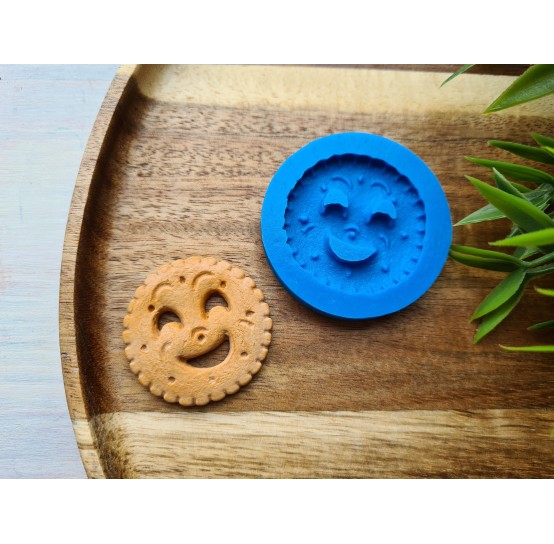 Silicone mold, Full size biscuit, style 22, with a smile, ~ Ø 3.8 cm, H:0.4 cm