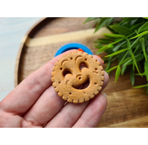 Silicone mold, Full size biscuit, style 22, with a smile, ~ Ø 3.8 cm, H:0.4 cm