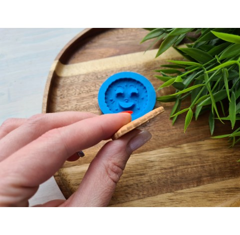 Silicone mold, Full size biscuit, style 22, with a smile, ~ Ø 3.8 cm, H:0.4 cm
