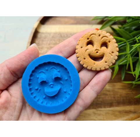 Silicone mold, Full size biscuit, style 22, with a smile, ~ Ø 3.8 cm, H:0.4 cm
