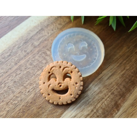 Silicone mold, Full size biscuit, style 22, with a smile, ~ Ø 3.8 cm, H:0.4 cm