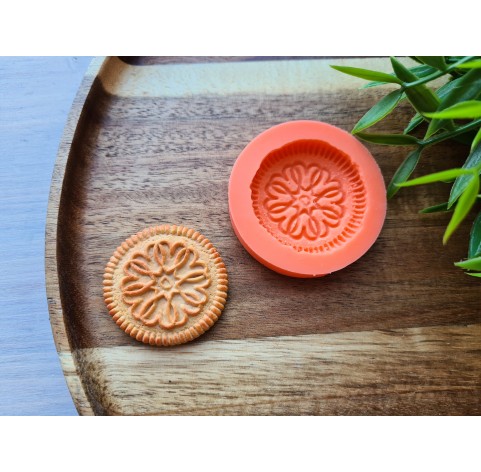 Silicone mold, Full size biscuit, style 24, ~ Ø 3.7 cm, H:0.6 cm