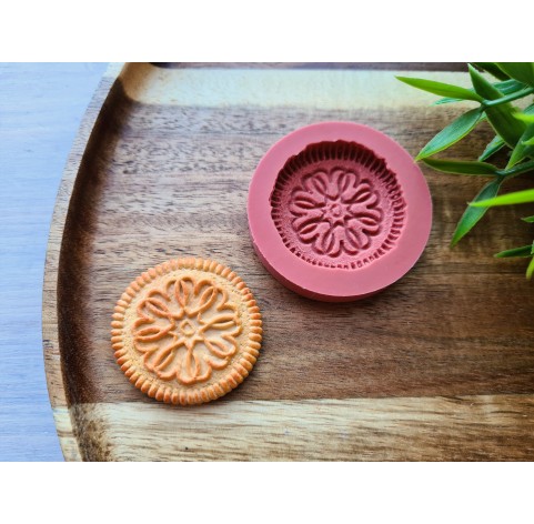 Silicone mold, Full size biscuit, style 24, ~ Ø 3.7 cm, H:0.6 cm