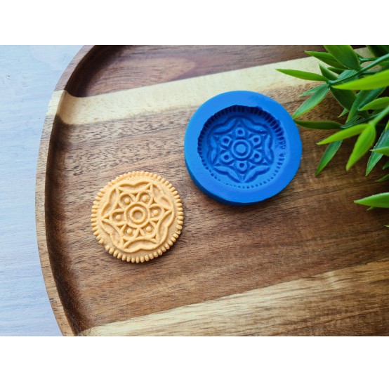 Silicone mold, Full size biscuit, style 25, ~ Ø 3.7 cm, H:0.7 cm