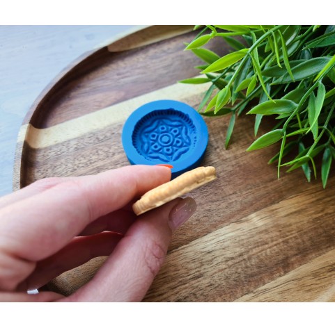 Silicone mold, Full size biscuit, style 25, ~ Ø 3.7 cm, H:0.7 cm