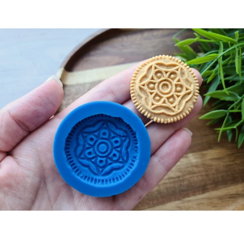 Silicone mold, Full size biscuit, style 25, ~ Ø 3.7 cm, H:0.7 cm