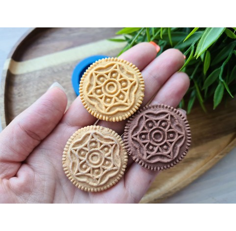 Silicone mold, Full size biscuit, style 25, ~ Ø 3.7 cm, H:0.7 cm