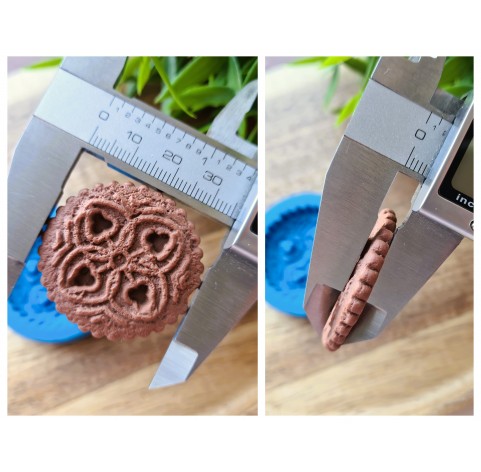 Silicone mold, Full size biscuit, style 33, ~ Ø 3.6 cm, H:0.5 cm
