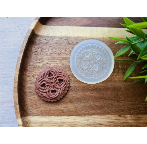 Silicone mold, Full size biscuit, style 33, ~ Ø 3.6 cm, H:0.5 cm
