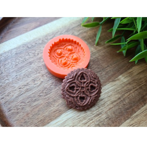 Silicone mold, Full size biscuit, style 33, ~ Ø 3.6 cm, H:0.5 cm