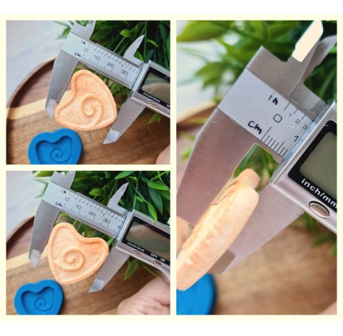 Silicone mold, Full size biscuit, style 42, heart, ~ 3.6*3.8 cm, H:0.8 cm