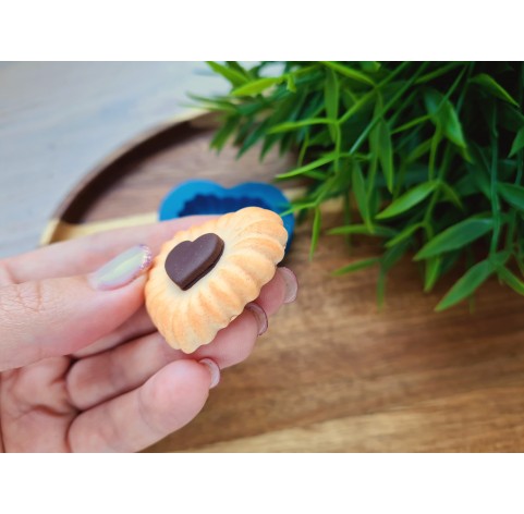 Silicone mold, Full size cookie, style 43, heart, ~ 3.7*4 cm, H:1 cm