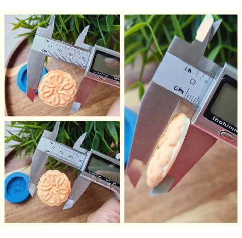 Silicone mold, Full size biscuit, style 45, ~ Ø 3*3.2 cm, H:0.6 cm