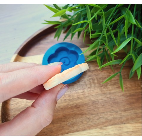 Silicone mold, Full size biscuit, style 46, flower, ~ Ø 3.7 cm, H:0.8 cm
