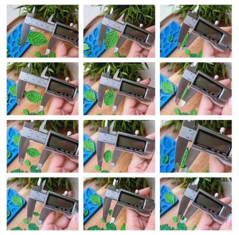 Silicone mold, Leaf, style 2, set, 12 elements, ~ 0.6-2.5*1.1-3.9 cm, H:0.2-0.3 cm