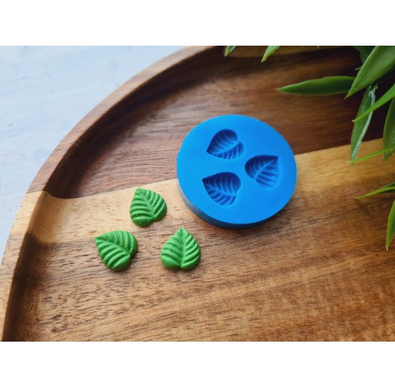 Silicone mold, Leaf, style 4, 3 elements, ~ 1*1.1 cm, H:0.4 cm