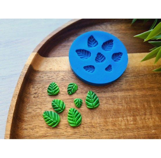 Silicone mold, Leaf, style 5, 7 elements, ~ 0.6-1.3 cm, H:0.2 cm